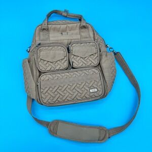 Lug Mini Puddle Jumper Convertible Backpack Bag Taupe Quilted Carry on